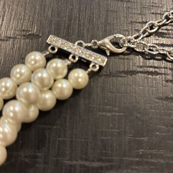 Stella & Ruby Pearl Rhinestone Elegant Formal Fancy Necklace Collar Statement‌ - Picture 6 of 11